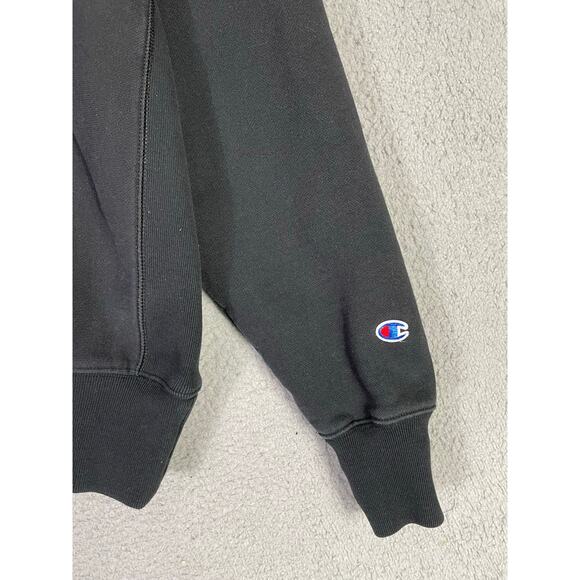 Champion Reverse Weave Black‎ Crewneck Sweatshirt Medium Embroidered Logo - Picture 6 of 8